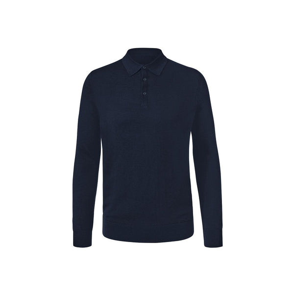 Мъжки вълнен пуловер с поло яка, черен, M