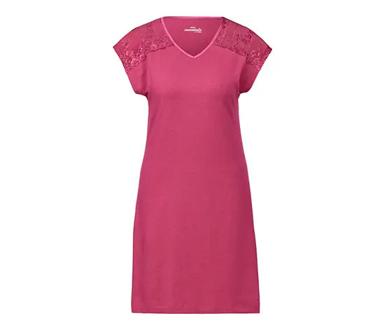 Нощница с дантела, розова, S 36/38