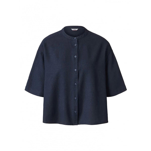 Дамска риза с къс ръкав, тъмносиня, 40