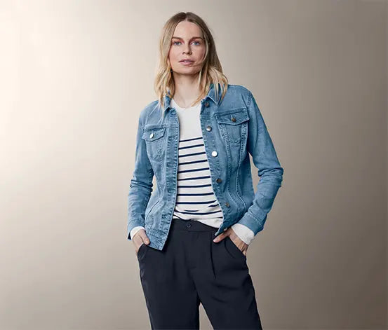 Памучно дамско дънково яке, синьо, 40