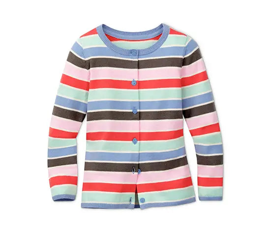 Разноцветна памучна детска жилетка от тънко плетиво, 122/128