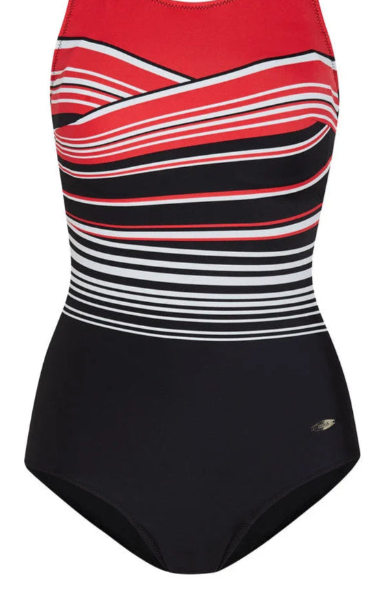 Women's one-piece swimsuit with padding SUSA, black with print