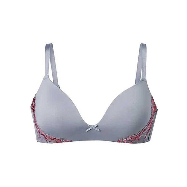 Сутиен с меки чашки, сив с дантела