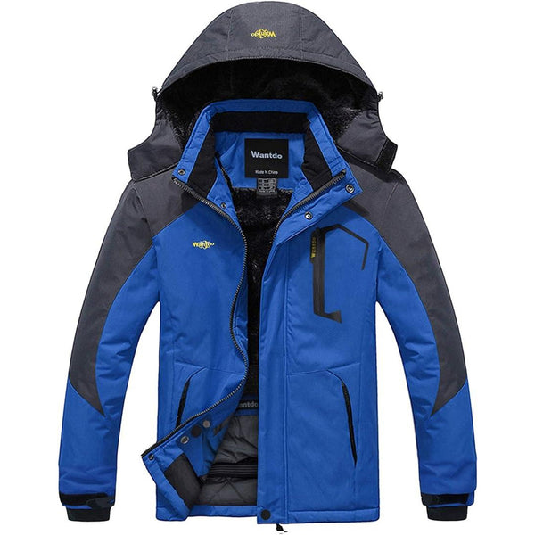 Wantdo Мъжко планинско водоустойчиво ски яке, тъмно синьо и сиво, М