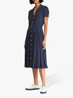 Ralph Lauren Elegant summer dress with short sleeves, blue polka dots