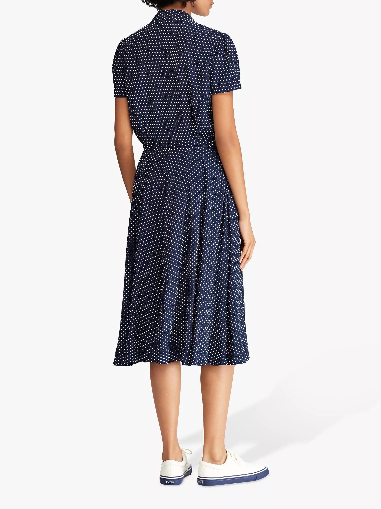 Ralph Lauren Elegant summer dress with short sleeves, blue polka dots
