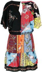 Desigual Women's short-sleeved dress, printed with colorful motifs
