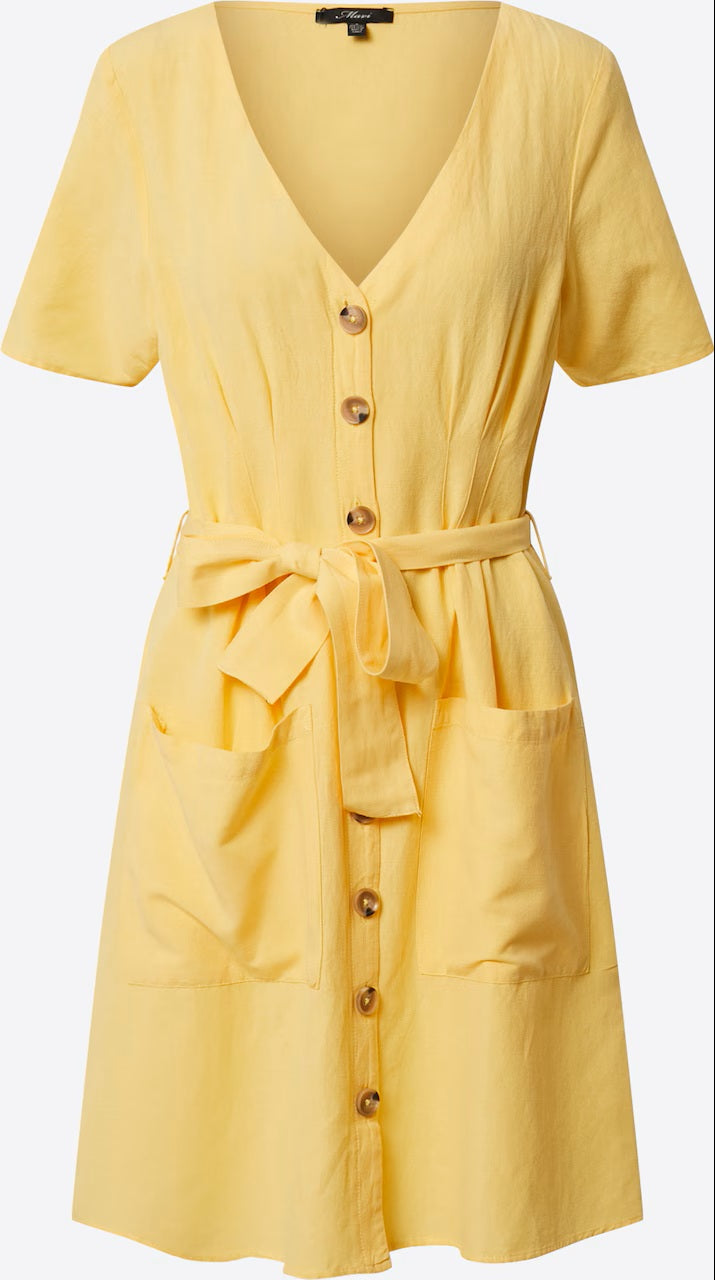 Mavi Jeans Women's linen dress with buttons, vanilla color