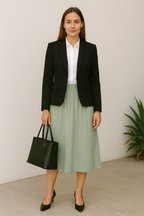 Cartton Summer satin skirt mid-length, green
