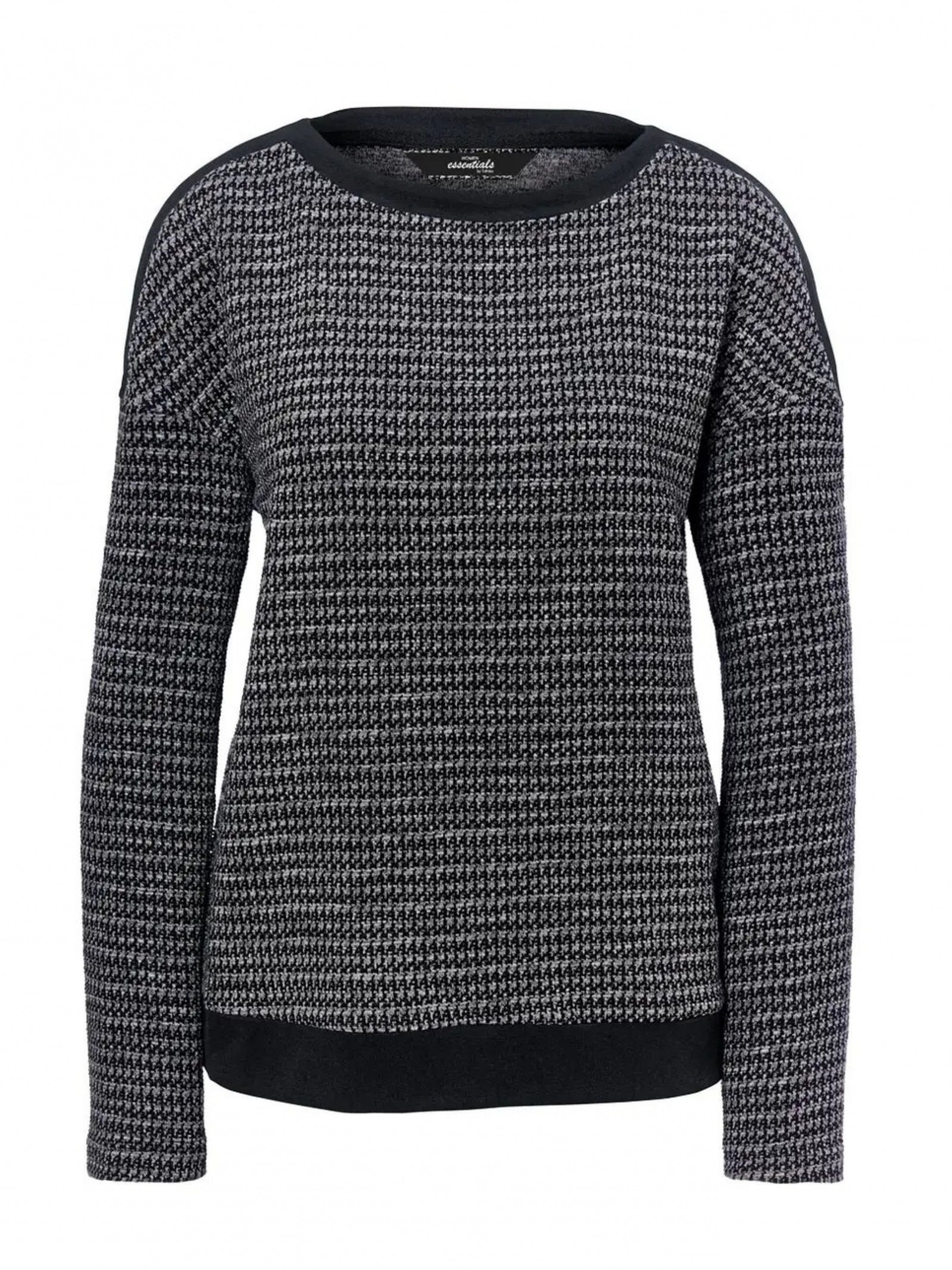 Women's long-sleeved sweater, black and white 