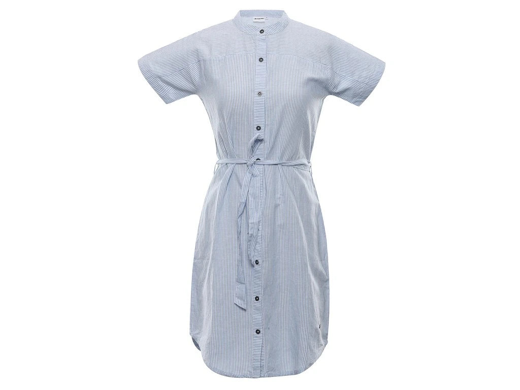 ALPINE PRO Women's dress LIBA made of cotton and linen, striped blue-white