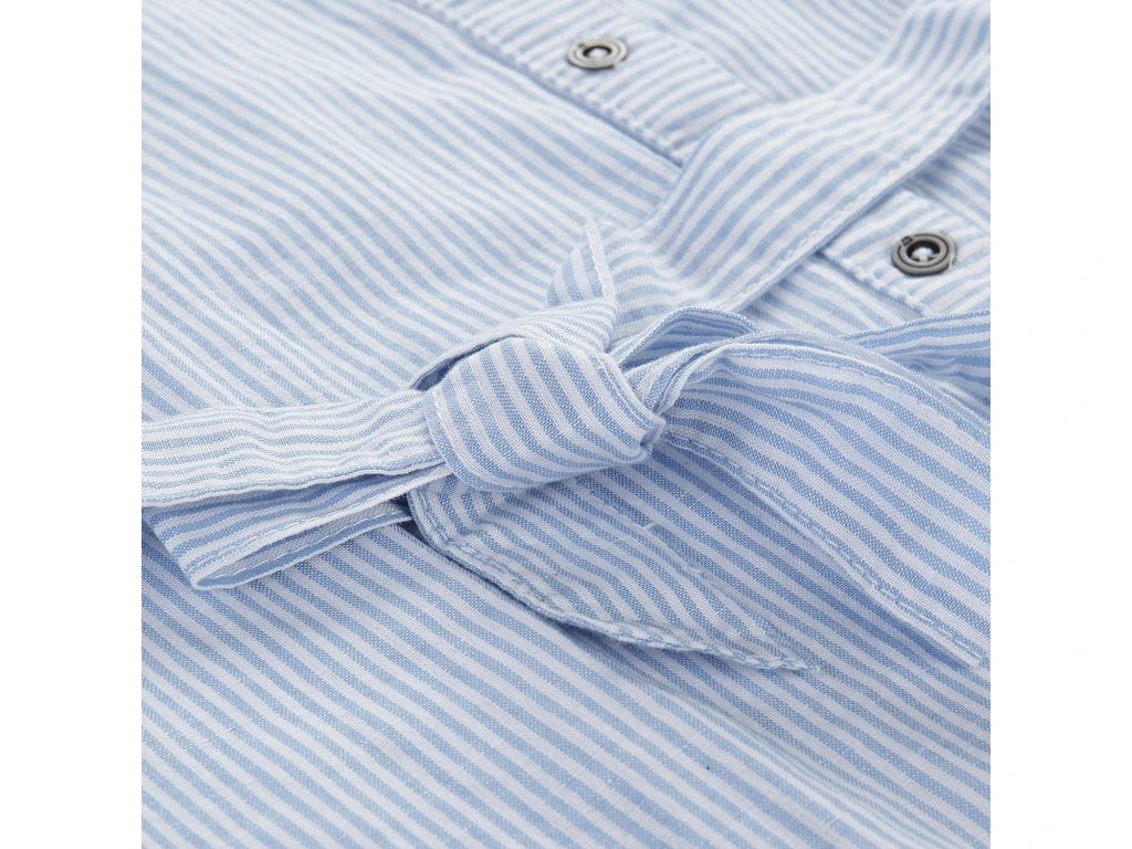 ALPINE PRO Women's dress LIBA made of cotton and linen, striped blue-white