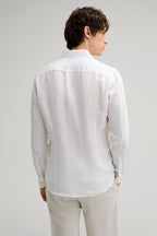 Men's long-sleeved linen shirt RNT23, white