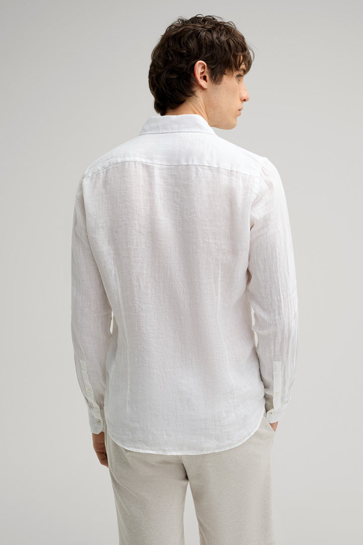 Men's long-sleeved linen shirt RNT23, white