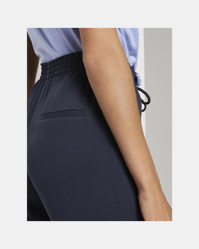 Women's wide-leg canvas trousers Tom Tailor, navy blue