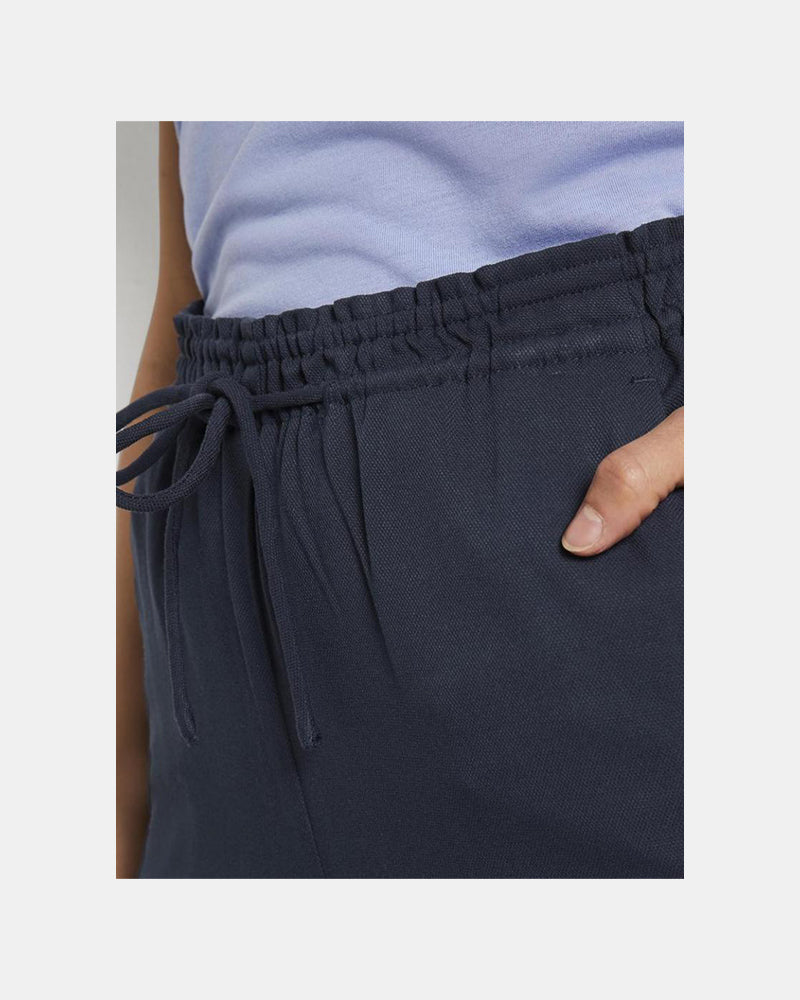 Women's wide-leg canvas trousers Tom Tailor, navy blue