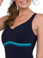 Speedo Contourluxe women's one-piece swimsuit - navy blue with turquoise accents