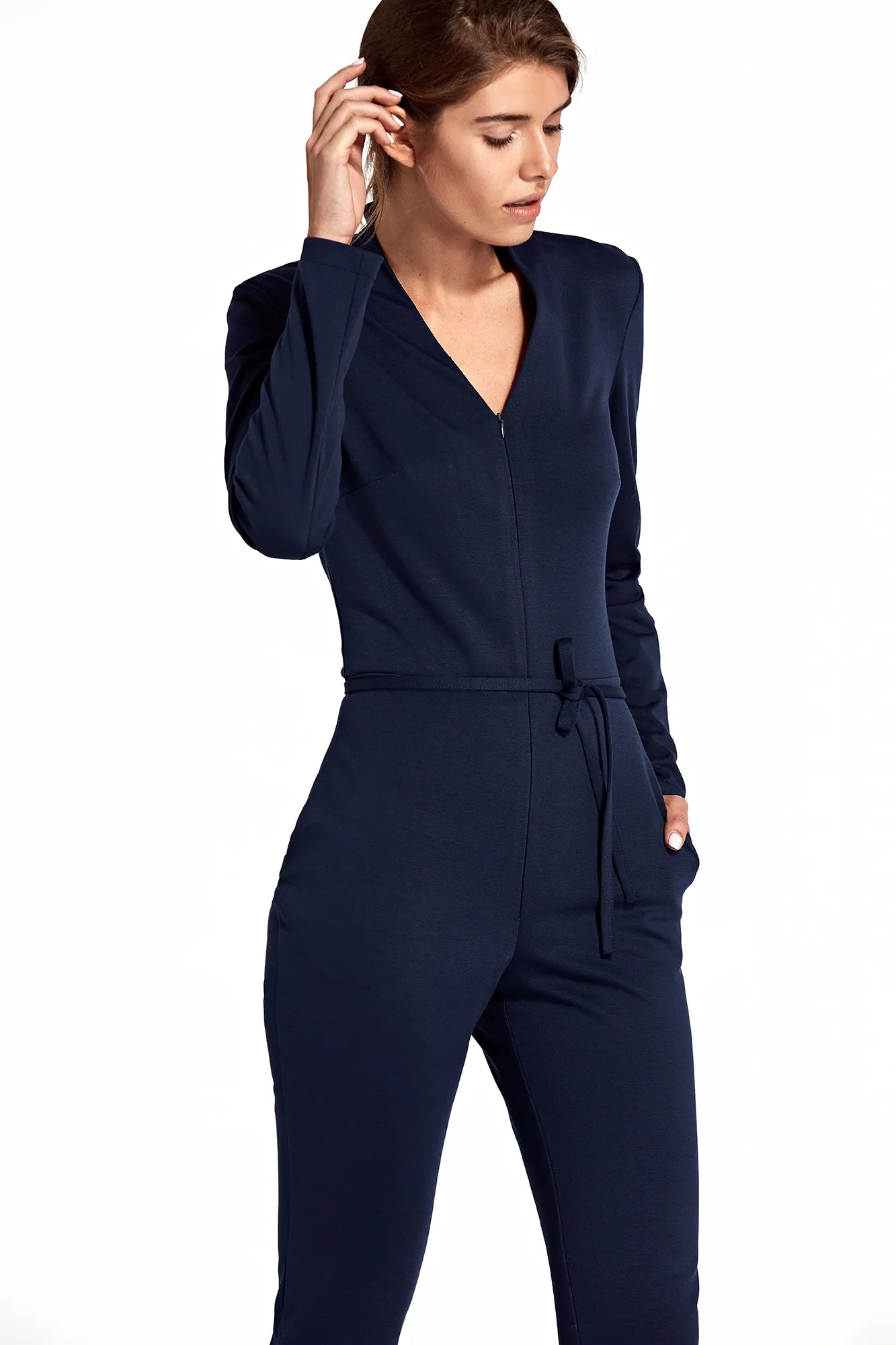 Women's knitted elegant jumpsuit Nife, dark blue