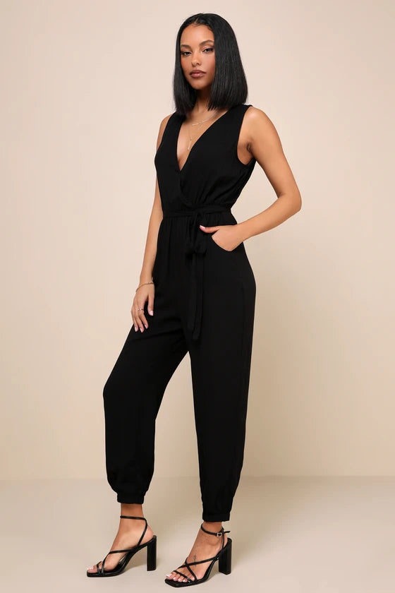 Josefine Women's knitted jumpsuit, black 