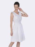 FELIX HARDY Women's cotton summer dress, white with dots