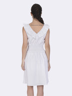 FELIX HARDY Women's cotton summer dress, white with dots