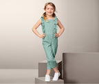 Girl's jumpsuit made of organic cotton and linen, green 