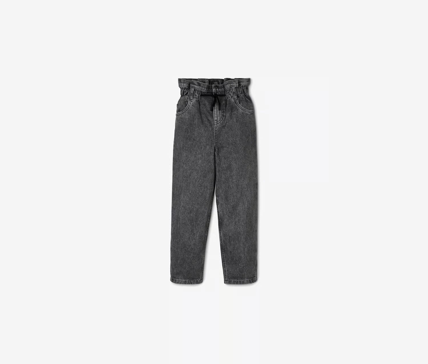 Children's cotton jeans for girls with high waist, gray