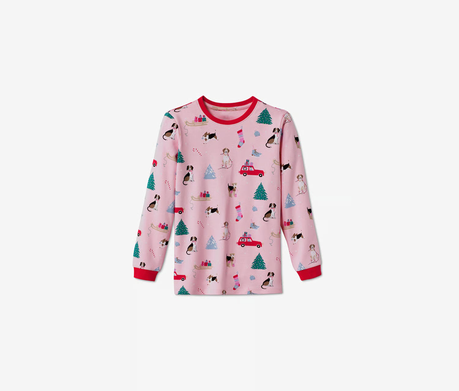 Children's cotton pajamas for girls with long sleeves, pink 