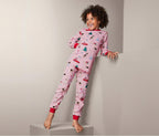 Children's cotton pajamas for girls with long sleeves, pink 