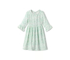 Cotton children's dress, white with print 