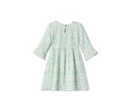 Cotton children's dress, white with print 