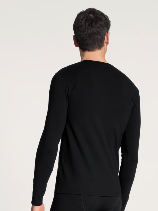 Calida Men's long sleeve cotton t-shirt, black
