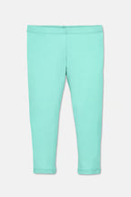 Set of 3 children's elastic cotton leggings, pink/blue/green 