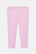 Set of 3 children's elastic cotton leggings, pink/blue/green 