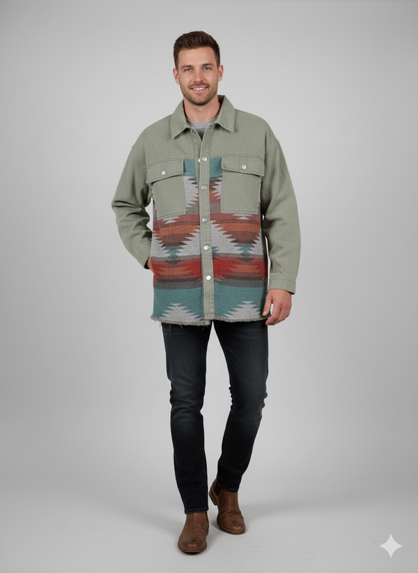 ZAFUL Мъжка памучна риза с етно мотиви