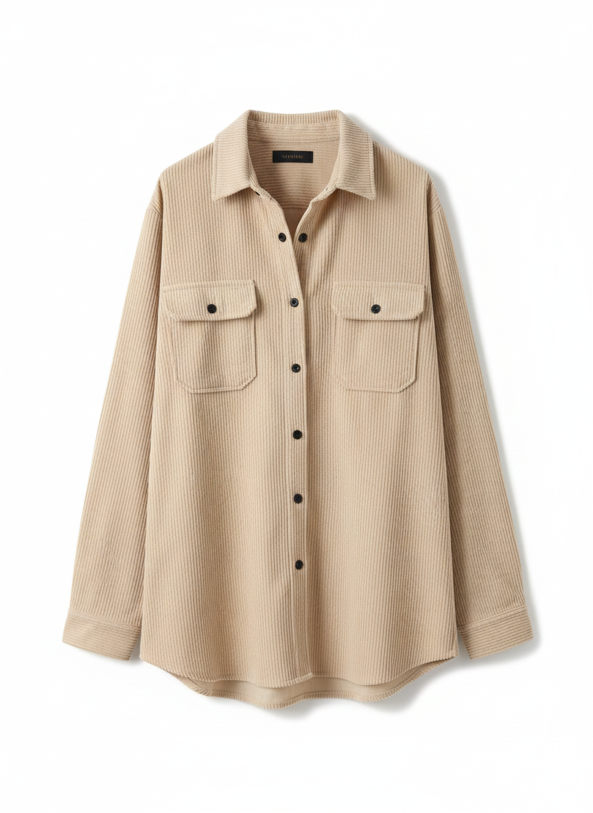 Мъжка кадифена риза с дълъг ръкав ZAFUL, бежова