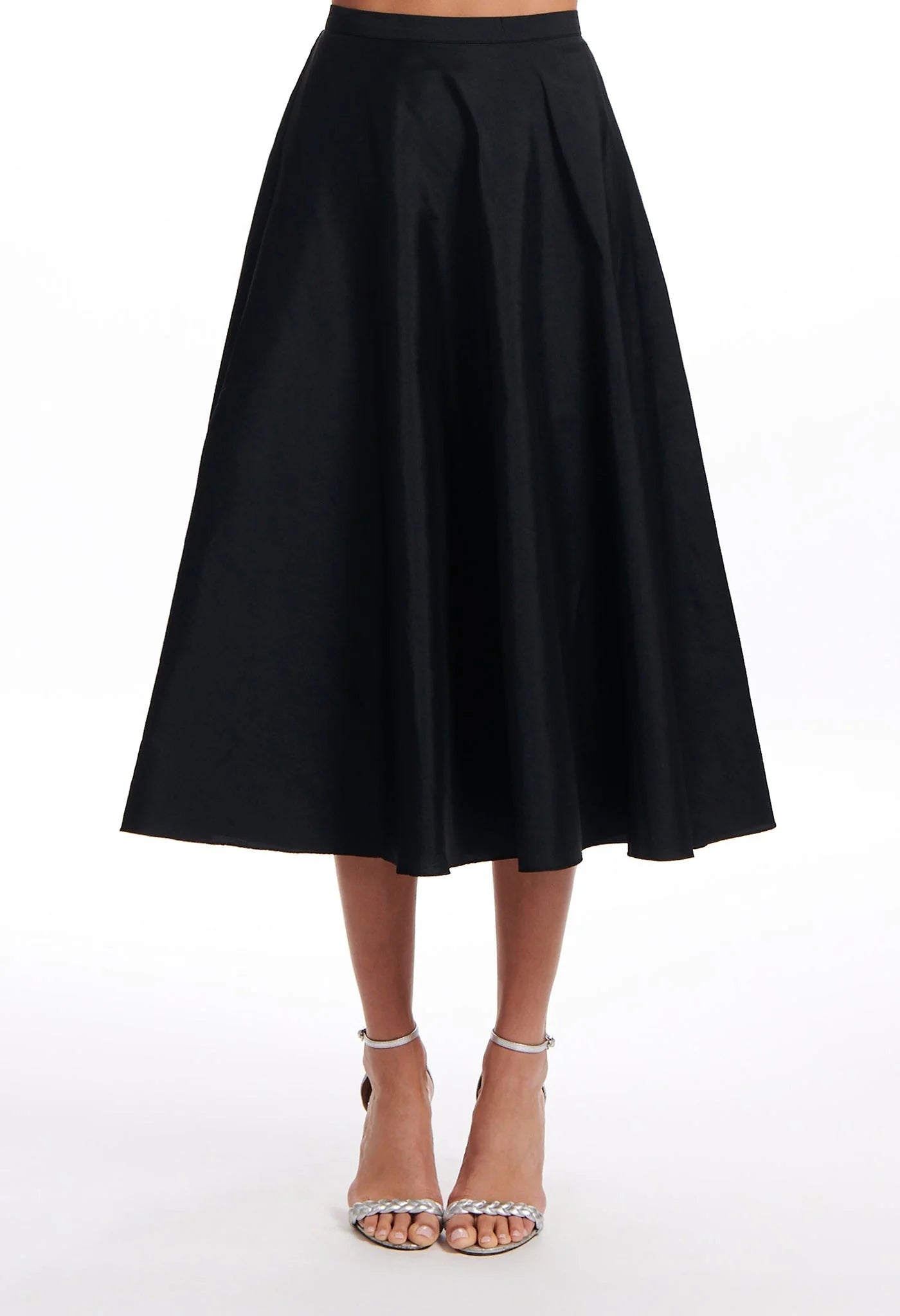 Be wear Elastic flared mid-length skirt, black