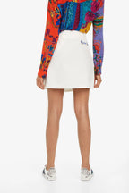 Desigual Women's denim skirt, white with flower print