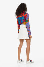 Desigual Women's denim skirt, white with flower print