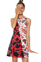 Desigual Women's summer dress made of cotton and linen, printed with colorful motifs
