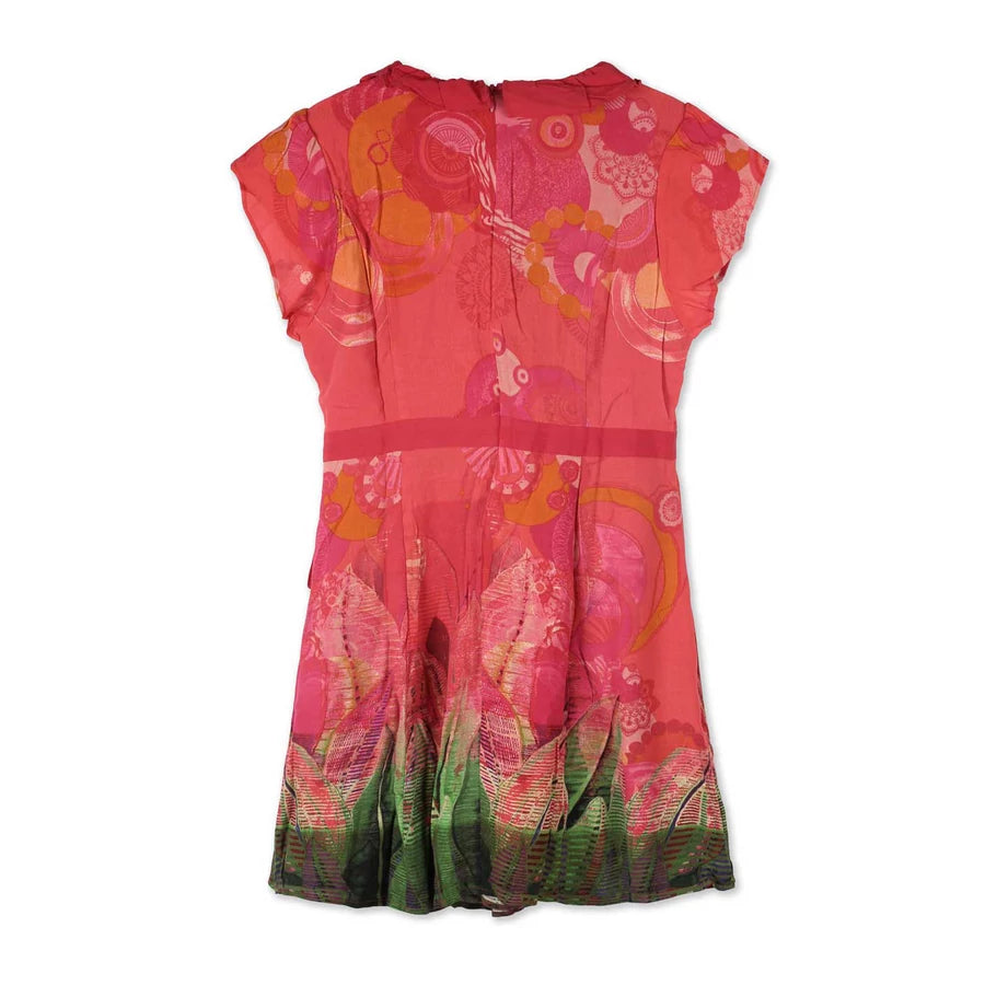 Desigual Women's summer dress Apolonia, red with floral motifs