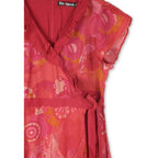 Desigual Women's summer dress Apolonia, red with floral motifs