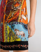 Desigual Women's short-sleeved dress, printed with colorful motifs