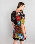 Desigual Women's short-sleeved dress, printed with colorful motifs