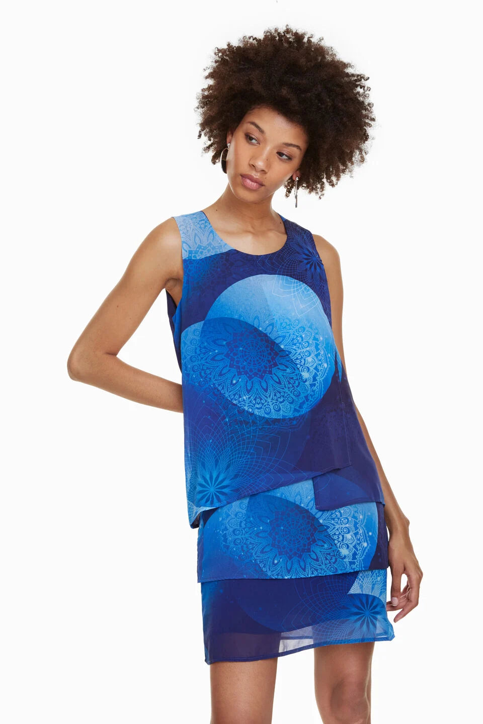 Desigual Women's dress with Mandala print, blue