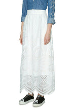 Desigual Women's long skirt, white with embroidery