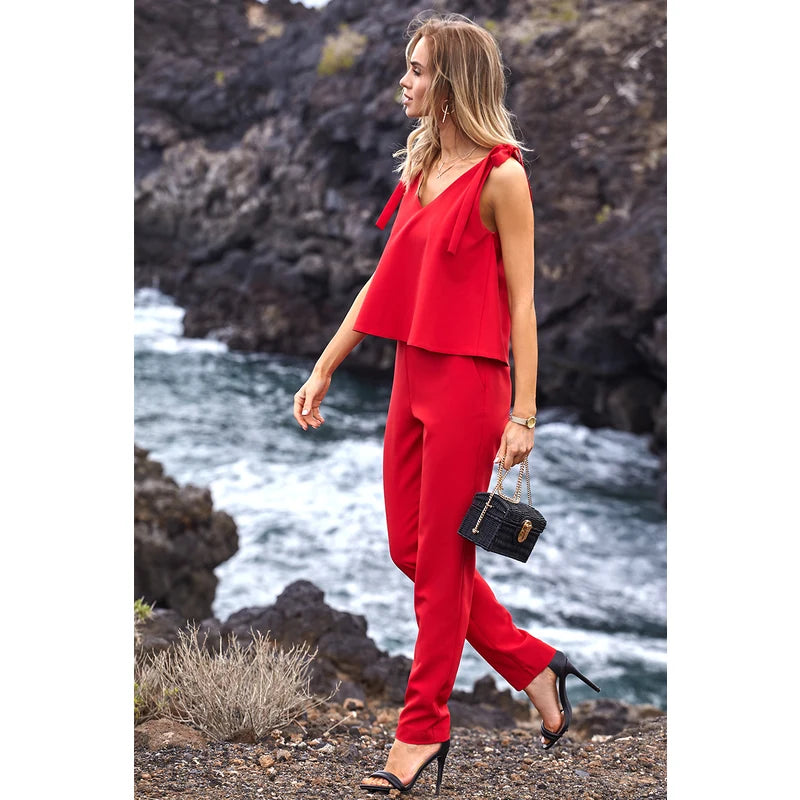 Made of Emotion Women's elegant jumpsuit, red
