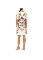 Desigual Women's short dress, white with floral motifs