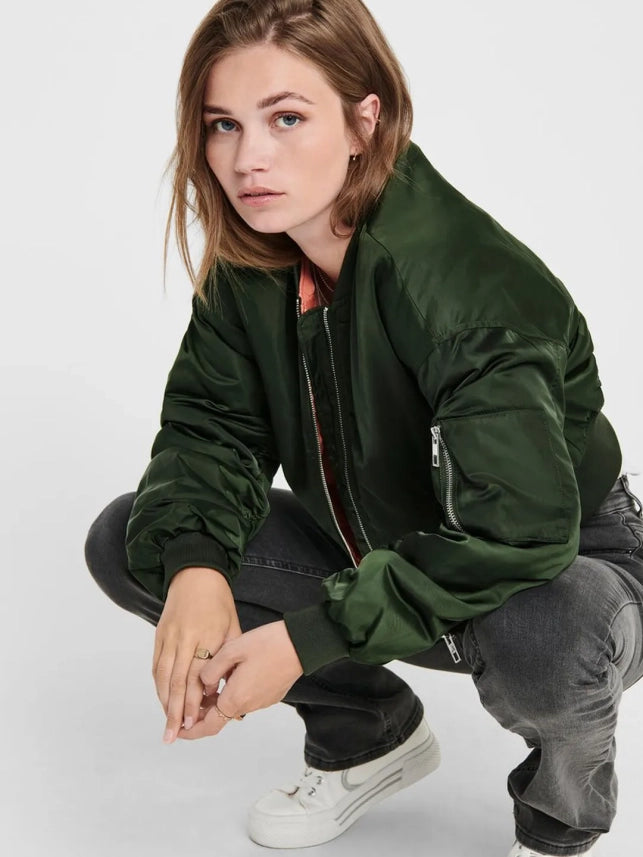 Women's bomber jacket in olive green color ONLY