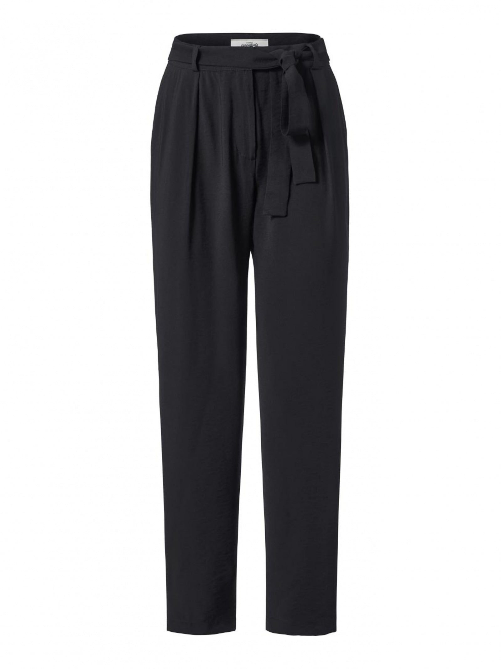 Sporty-elegant trousers with pleats and ties, black 
